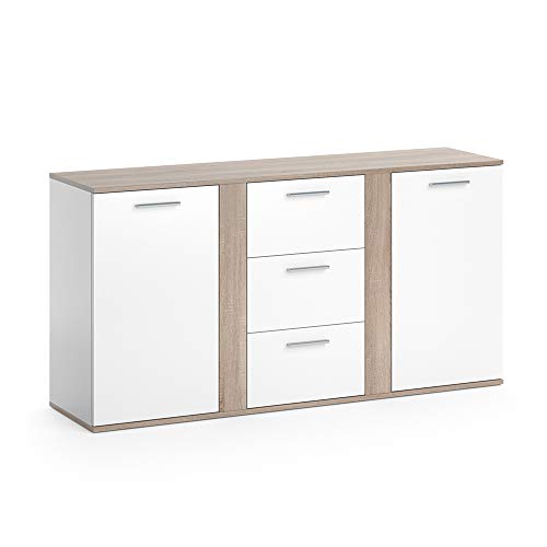 Vicco Kommode Novelli, Sonoma, 40 x 80 cm mit Schubladen, zur Aufbewahrung von Kleidung, Accessoires und Haushaltsgegenständen