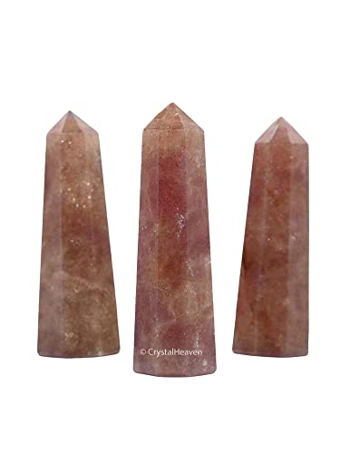 Image of Certified Strawberry Quartz Crystal Tower Obelisk Point for Chakra, Healing and Balancing - AAA Grade Original Certified Gemstone Agate for Reiki Meditation Yoga Spiritual (2-3 Inches)