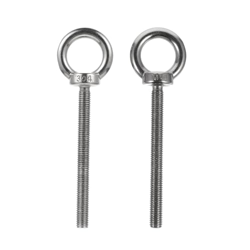GLEAVI 2pcs M10x100 304 Stainless Steel Lifting Eyebolts Eyelet Bolts Threaded Ring Screws for Industrial Lifting Device Parts and Heavy-Duty Fastening Applications
