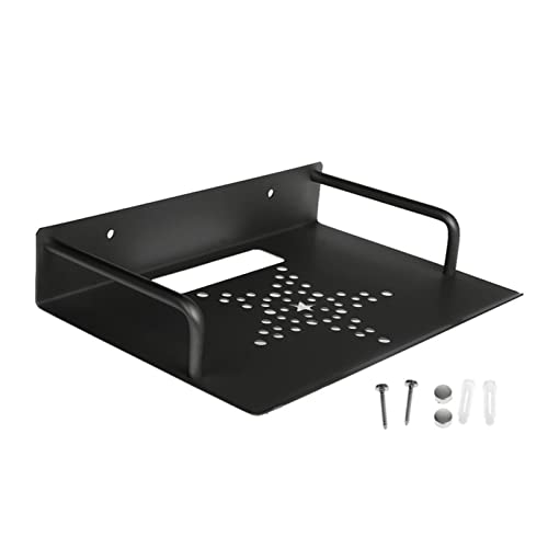 Staffa di supporto universale per proiettore da parete a soffitto con vassoio, supporto per proiettore in alluminio per TV, altoparlanti e router (nero)