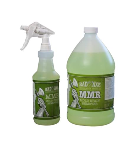 Bad Axe MMR Instant Mold Stain and Mildew Stain Remover - Professional Strength Contractor Grade Cleaning Solution Professional Quality Formula Odor Removal (1) Gallon & (1) 32oz