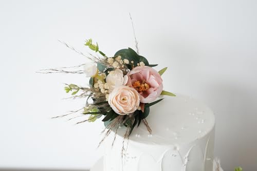 Set de dos toppers florales para pastel de boda miniatura 4