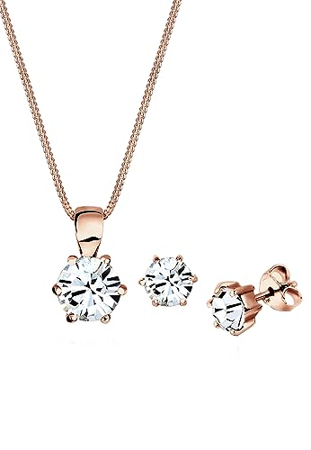 Elli Ensemble de Bijoux Cristaux Plaqué Or Rose Argent 925