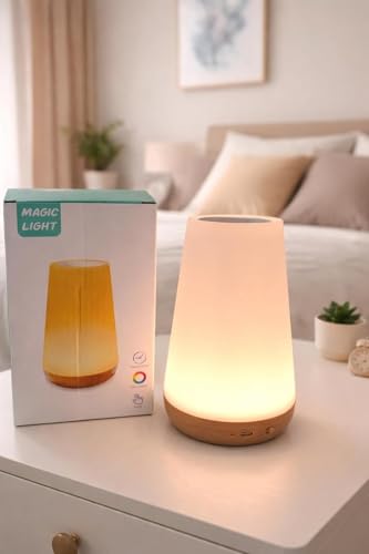 Image of RGB Touch Night Lamp | 7 Color Changing LED Bedside Lamp | Rechargeable Table Lamp | Dimmable Touch Control Night Light for Bedroom, Kids Room, Reading & Relaxation
