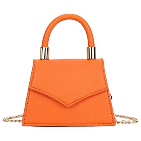 LeahWard Women's Faux Leather Top Handle Clutch Bag Wedding Prom Party Holiday Handbag (Orange) Cover