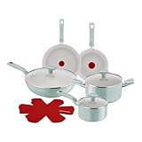 Lagostina Salvia, Set di Padelle e Pentole Antiaderenti 12 Pezzi in Alluminio Riciclato, Rivestimento Mineralia, Indicatore di Calore Thermo-Signal, Manico Rivettato, Compatibili con Induzione