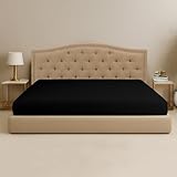SGI Bedding 108″W × 80″L 1Pc Short Alaskan King Fitted Sheet Only 100% Egyptian Cotton - 600 TC Fits 15' Deep Pocket - Soft Breathable Luxury Oversized Sheets, for Extra Large Beds - Black