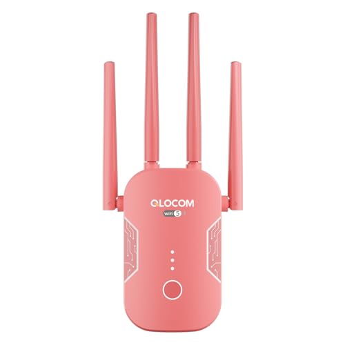 QLOCOM Home Wireless Repeater Extend Covers Up to 8640 Sq.ft and 60 Devices, Internet Booster, Quick Setup, Home Wireless Booster.ft and 60 Devices（lightcoral）