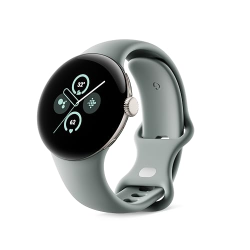 Image of Google Pixel Watch 2 with the Best of Fitbit and Google - Heart Rate Tracking, Stress Management, Safety Features - Android Smartwatch, Champagne Gold Aluminum Case, Hazel Active Band, Wi-Fi (Renewed)