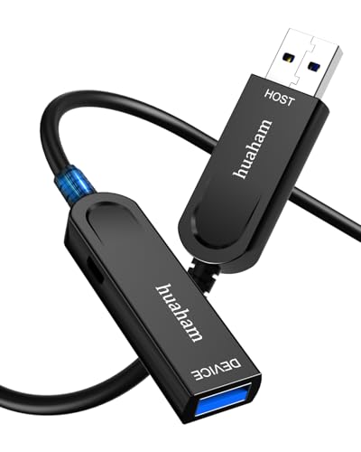 huaham USB 3.1 Extension Cable 164FT, 10Gbps USB Type A Male to Female Fiber Optic, 5V2A/10W Power Extender Cord, USB C Cable Compatible with PlayStation/Displayer/Webcams/Printer/Xbox/Harddisk/VR