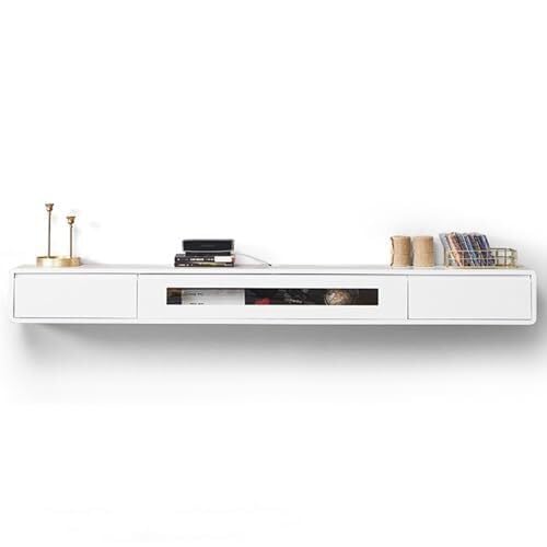 Meuble TV mural moderne 140cm, console multimédia suspendue à tiroirs