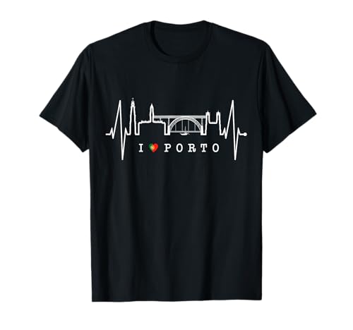 Oporto Skyline Latido del Corazón Portugal Me Encanta Porto Camiseta