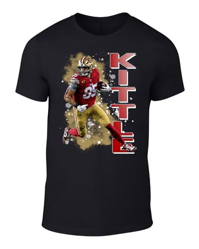 DTGVirgil Black San Francisco George Kittle Spray Paint Style Throwback Style T-Shirt Mens Adult 2XL