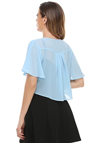 Image of Womens Shrug Chiffon Shawl Wraps Open Front Tie Top Cardigan for Evening Dress