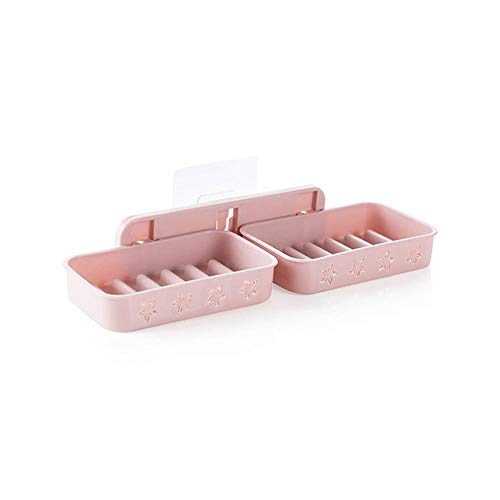 Preisvergleich Produktbild Badezimmerregal Wand Seifenschale Abtropffläche Box Aufbewahrungsplatte Tablett Fall Seifenhalter Bad Lagerregal Trocknungsregal 27cm Rosa