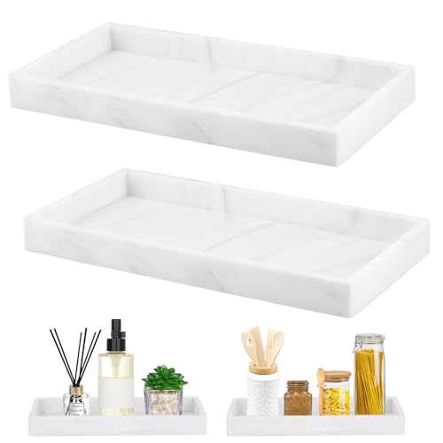 MOLENCO 2 Stück Badezimmer Tablett, Badezimmertablett, Badezimmertablett für das Bad, Schminktisch Tablett Organizer Seifen Spender Platte für Badezimmer Arbeitsplatte Kommode(20 × 10 × 2 cm)