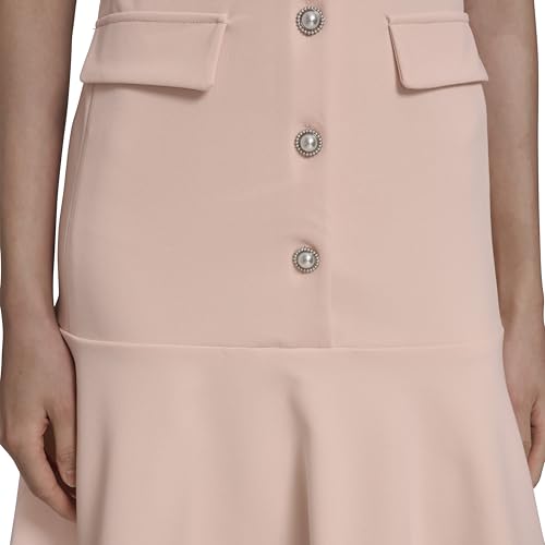 Image of Karl Lagerfeld Women's Sleeveless Collared Button Front A-line Mini Dress