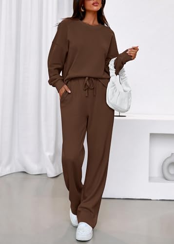 KIRUNDO Fall Sweatsuits Women 2 Piece Outfit Lounge Sets 2025 Matching Airport Oversized Sweatshirt Sweatpants Tracksuit4