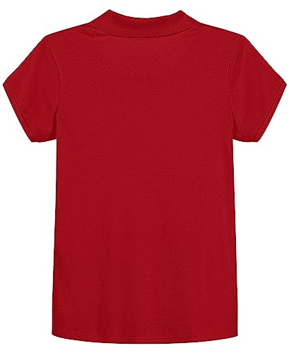 Image of IZOD Girls' School Uniform Short Sleeve Polo Shirt, Button Closure, Comfortable & Soft Interlock Fabric