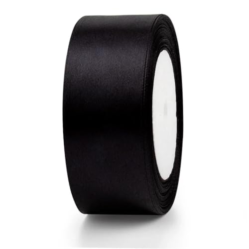 Image of Ribbon Red Satin RibbonsWedding Birthday Party Packaging DIY Sewing Crafts Material Scrapbooking Accessories(Black,10mm Width)