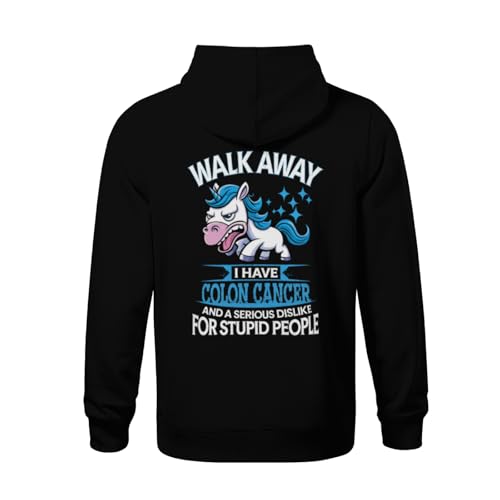 Kids Funny Colon Cancer Vintage Unicorn Warrior Boys Girls Lightweight Kangaroo Pocket Fleece Hoodies3