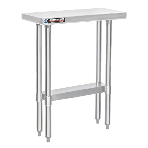 Image of DuraSteel 30x12 Stainless Steel Work Table - NSF Commercial Prep Metal Table - Outdoor Pizza Oven Stand w /Under Shelf - Kitchen Island Laundry Utility Garage Microwave Stand Large Rolling Storage Cart