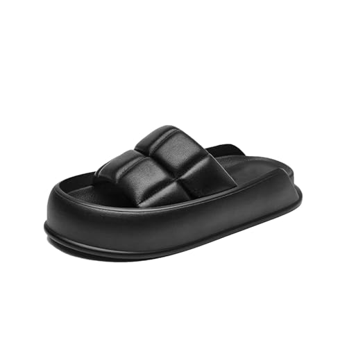 Women's Sheepskin Platform Slippers - Open Toe Casual Summer Beach Flats