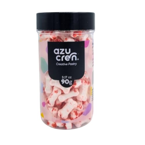 Azucren, Mini ossos de Halloween para decorar os seus Cupcakes e bolachas de Halloween, decoração de açucar, perfeita para decorar todos os tipos de preparações, 90 g