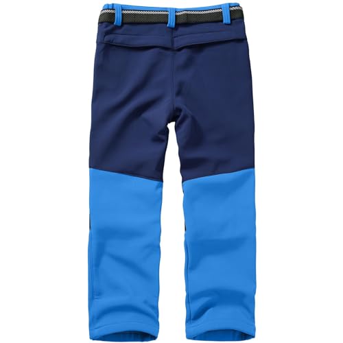Pantalón de esquí Softshell para niños, con forro, cargo, pantalón térmico para niños y niñas, pantalón de nieve para invierno, pantalón de exterior, pantalón de senderismo, azul, 5-6 años - imagen 3