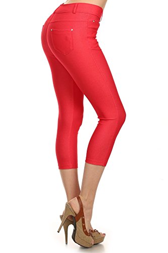 YELETE-Womens-Classic-Solid-Capri-Jeggings-Soft-Stretchy-Tights