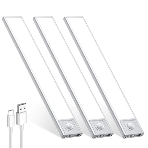 Joossnwell Under Cabinet Lights Wireless 3CCT Motion Sensor Closet Light LED Under Counter Lighting Battery Powered Dimmable Rechargeable Under Cabinet Lighting for Kitchen 3 Packs