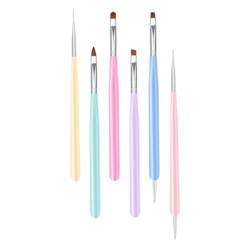 VICASKY 6Pcs Dual-Ended Macaron Nail Art Pens Nail Painting Brushes Suitable for Home Salon Use and Detailing