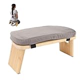 Pongnas Meditationsbank aus Holz, Ergonomischer Kniehocker für Yoga, Abnehmbares Design mit Weicher Kissen-Tragetasche für das Üben zu Hause (Gray)