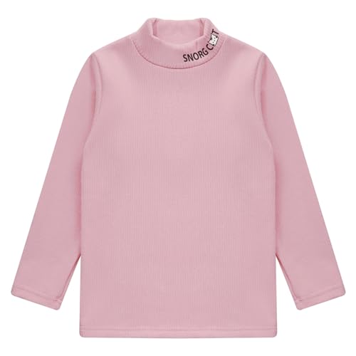 JanJean Baby Boys Girls Turtleneck Long Sleeve Underwear Tops Kids Soft Cotton Pullover T-Shirts Solid Color Warm Tees Pink 2-3 Years