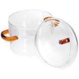 ABOOFAN Olla Para Sopa De Vidrio De Borosilicato De Tapa Resistente Olla De Doble Asa Accesorio De Cocina Para Sopa Y Fideos