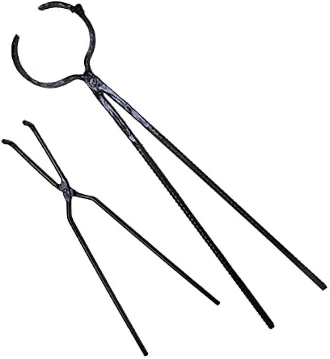 29" +19" Crucible Tongs Foundry Crucible Flask Tongs, Metal Refining Casting Tool