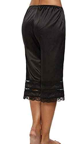 Women's Lace Trim Culotte Slip Snip-it Pettipants Bottom Split Skirt Bloomers Lingerie Satin Pant Slip3