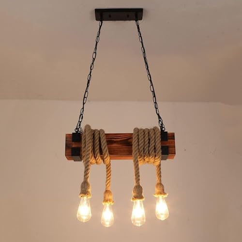 Luminaire suspendu cuisine rustique 4 lumières pour restaurant et bar vintage