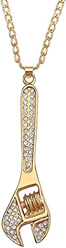 Preisvergleich Produktbild Halskette Männer Coole Kette Halskette Metall Schraubenschlüssel Anhänger Schraubenschlüssel Halsketten Kristall Anhänger Schmuck Mechaniker Werkzeug Halskette Gold r Geschenk für Frauen Männer Gesche