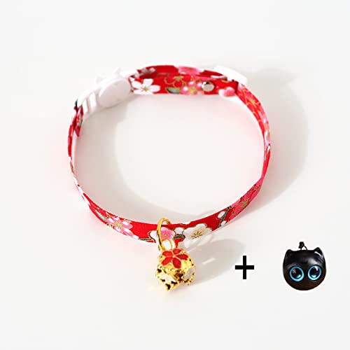 Breakaway Cat Collar For Girl Cats,Personalized Kitten Red Collars, With Removable Wood Pendant And Bell,2 Parts In One Set Unique Cat Necklace Collars, Cute Cats Charms Collar With Bell (Red) #TOP1