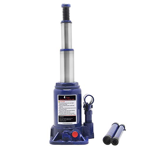 Baoshishan 4 tonne double RAM Cric bouteille hydraulique Cric de voiture Portable avec housse de transport Total Height 15.69in