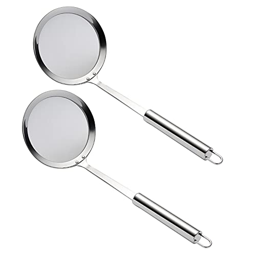 Ölfilterlöffel aus Edelstahl, feinmaschiges Schaum, Fettsieb für Kochen, Schaum, Ölfilter (M) Cover