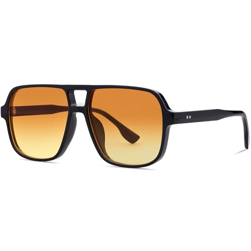 Retro Square 70s Aviator Sunglasses for Women Men Colored Tinted Lens Plastic Trendy Vintage Western Shades