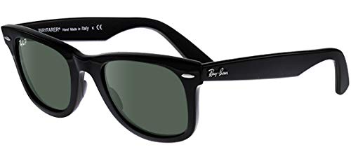 Ray-Ban Lunettes de soleil Wayfarer originales unisexes, noir/gris vert polarisé, Noir/gris vert polarisé, 54 mm