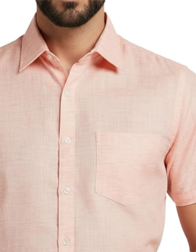 Image of Amazon Brand - INKAST Men's Cotton Solid Plain Half Sleeve Shirt | Plain Regular Fit Casual Shirt for Mens
