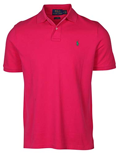 Polo Ralph Lauren Mens Classic Fit Mesh Polo Shirt, Pink/Green Pony (Medium)