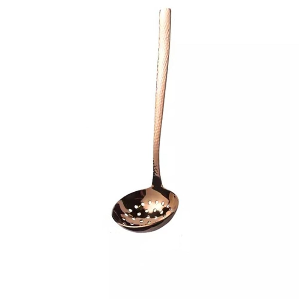 Cucchiaio da Cucina con schiumarola, Cucchiaio per pentole Calde, Cucchiaio Forato con Manico Lungo, per friggere Gli Alimenti in Cucina(Colore 3 28x7,8cm)