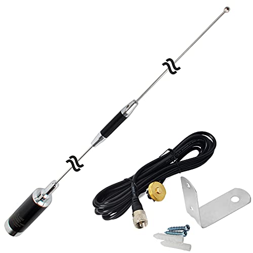 HYS NMO Dual Band 2Meter 70CM 3dBi 100W 37inch Antenna with NMO Mount RG58 Cable with UHF-Male Connector and L Shape Fender for Mobile Radio Transceiver
