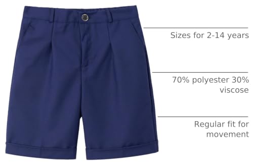 Image of LOLANTA Boys Dress Shorts, Kids Summer Shorts School Uniform Outfit,Flat Front, Solid, Adjustable Waist 2-14 Years