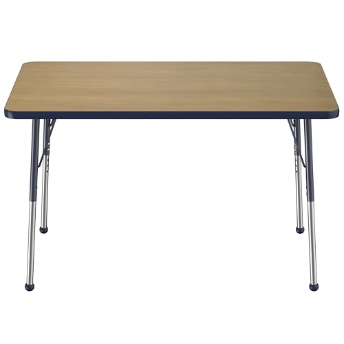 FDP 30" x 48" Rectangle Table with Ball Glide Legs - Pasadena Oak/Navy